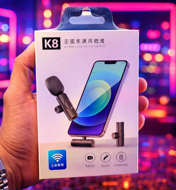 K8 Wireless Collar Microphone 🎤 Type-C Android Supported | Noise Reduction | Vlogging, YouTube & Podcast Mic