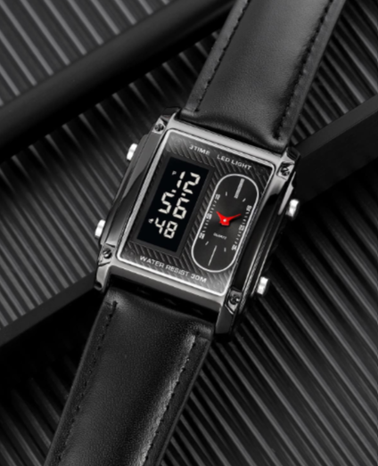 Original Skmei 1868 Boys New Style Design Famous Watch Digital Analog Mens Wrist Watches for Men Luxury Watch - Without Box - Black With Golden Case